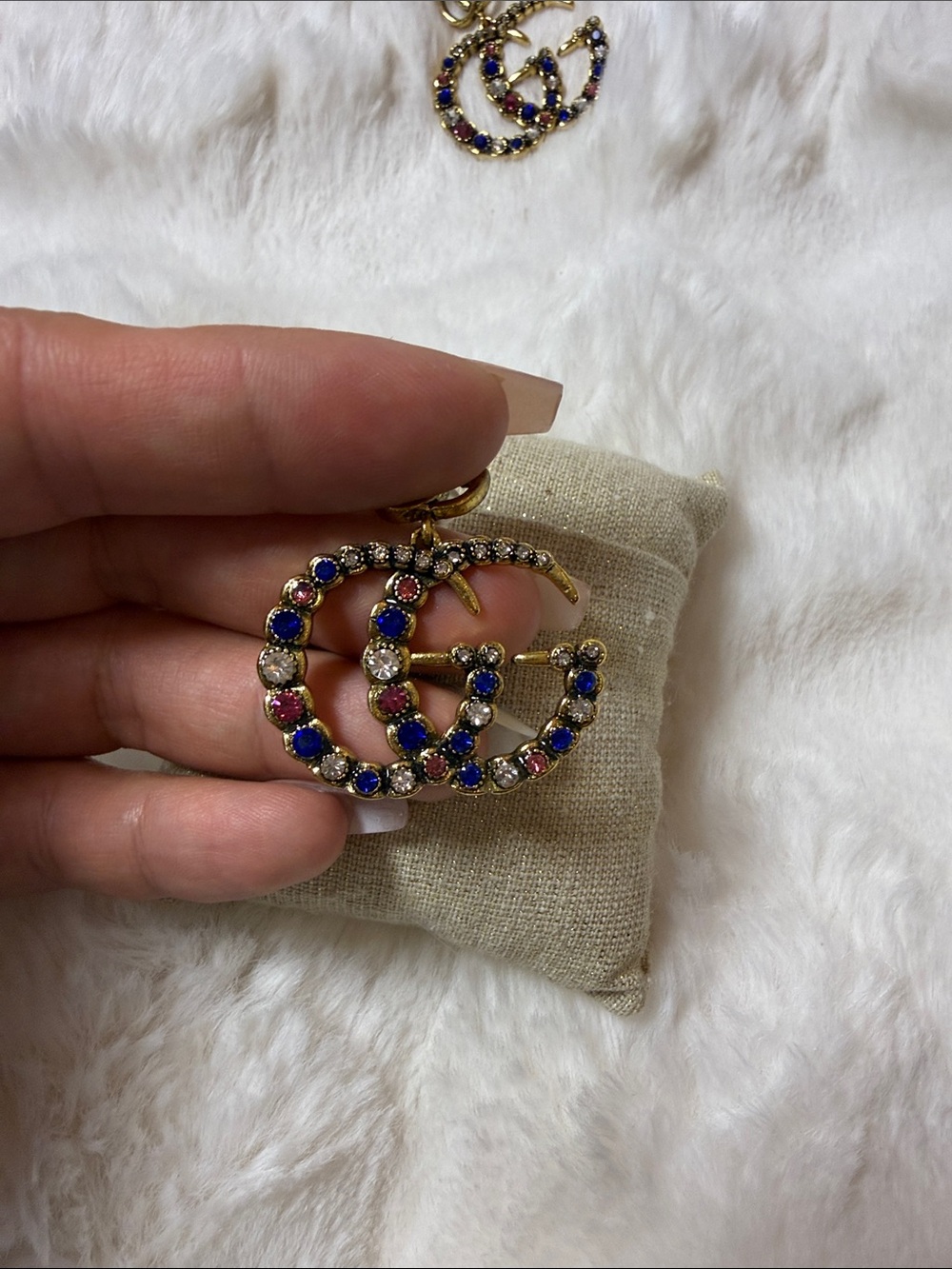 Gold-Tone Double GG logo Crystal Drop Earrings - Multicolor